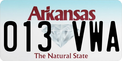AR license plate 013VWA