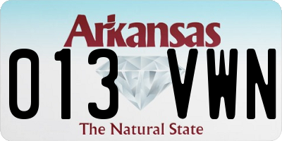 AR license plate 013VWN