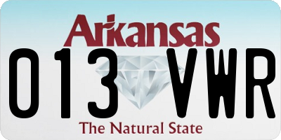 AR license plate 013VWR