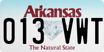 AR license plate 013VWT