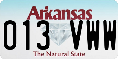 AR license plate 013VWW