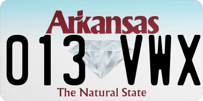 AR license plate 013VWX