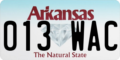 AR license plate 013WAC