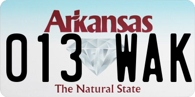 AR license plate 013WAK
