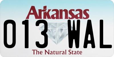 AR license plate 013WAL
