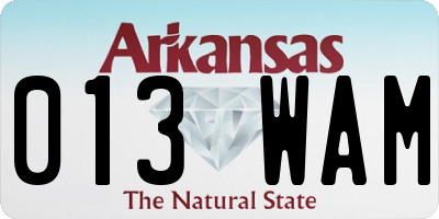 AR license plate 013WAM