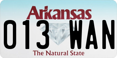 AR license plate 013WAN