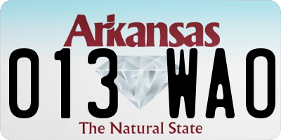 AR license plate 013WAO