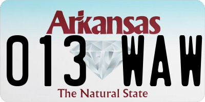 AR license plate 013WAW