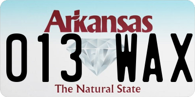 AR license plate 013WAX