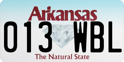 AR license plate 013WBL