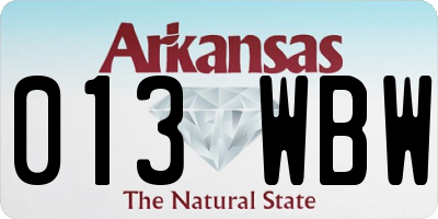 AR license plate 013WBW