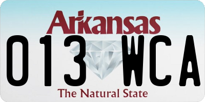 AR license plate 013WCA