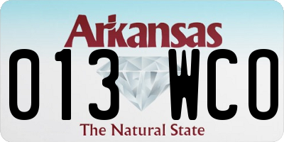 AR license plate 013WCO
