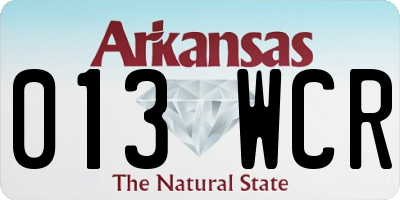 AR license plate 013WCR