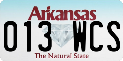 AR license plate 013WCS