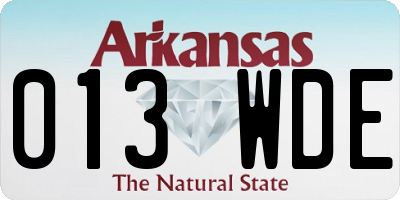 AR license plate 013WDE