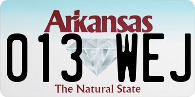 AR license plate 013WEJ
