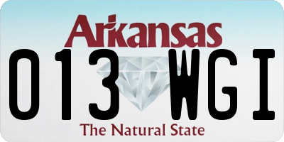 AR license plate 013WGI
