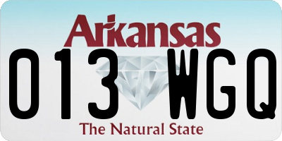 AR license plate 013WGQ