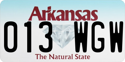 AR license plate 013WGW