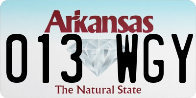 AR license plate 013WGY