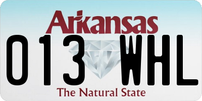 AR license plate 013WHL