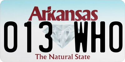 AR license plate 013WHO