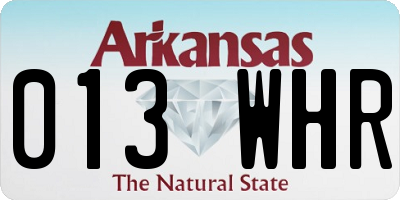 AR license plate 013WHR