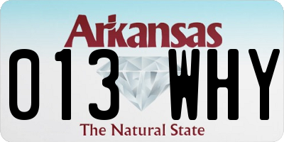 AR license plate 013WHY