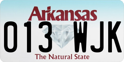 AR license plate 013WJK