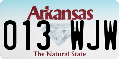 AR license plate 013WJW