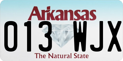 AR license plate 013WJX
