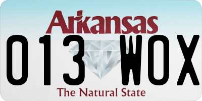 AR license plate 013WOX