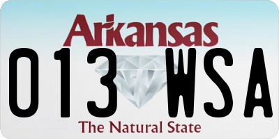 AR license plate 013WSA