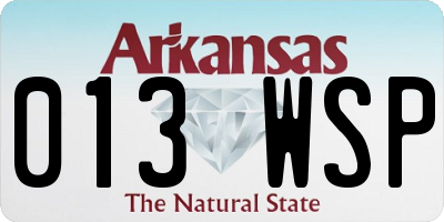 AR license plate 013WSP