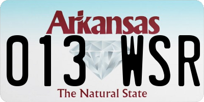 AR license plate 013WSR