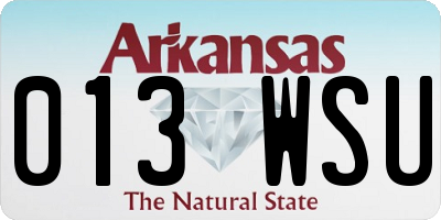 AR license plate 013WSU