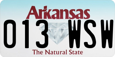 AR license plate 013WSW