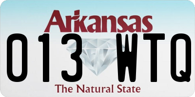 AR license plate 013WTQ