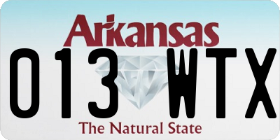 AR license plate 013WTX