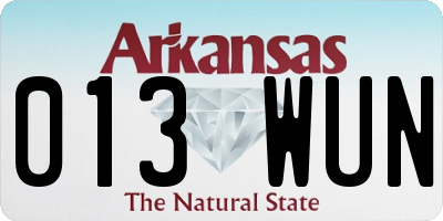AR license plate 013WUN