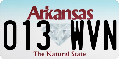 AR license plate 013WVN