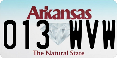 AR license plate 013WVW