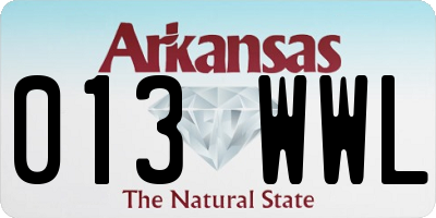 AR license plate 013WWL