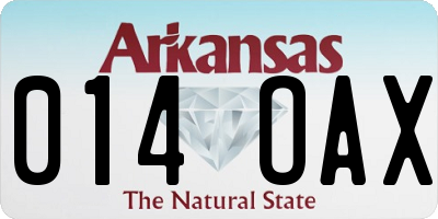 AR license plate 014OAX
