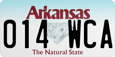 AR license plate 014WCA