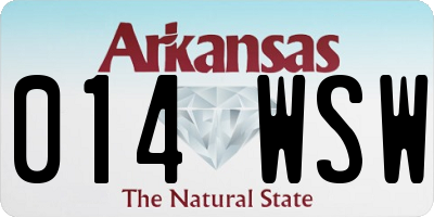 AR license plate 014WSW