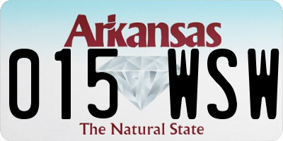 AR license plate 015WSW