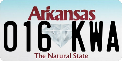 AR license plate 016KWA